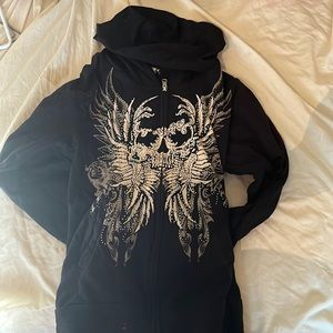 from Los Angeles Bus Stop Y2k rhinestone zip-up hoodie